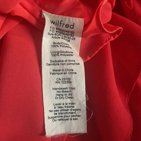 WILFRED red short dress sz S tie at waist lined pockets excellent condition - Picture 8 of 8